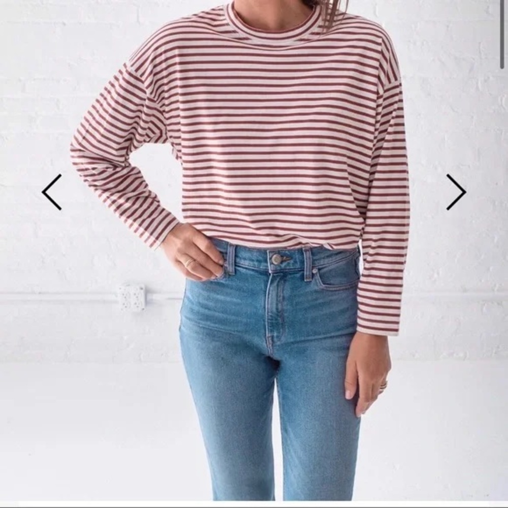 AYR Red and White Striped Long Sleeve Tee